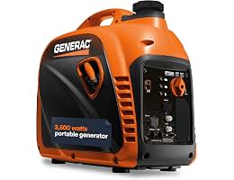 Generac 2,500 Watt Gas Powered Portable Inverter Generator, Outdoor Use